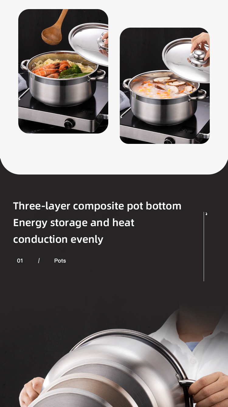 Hot Sale 8 Piece Royal Kitchen Cookware Soup Pot Set Stainless Steel Pot Cooking Cookware Set