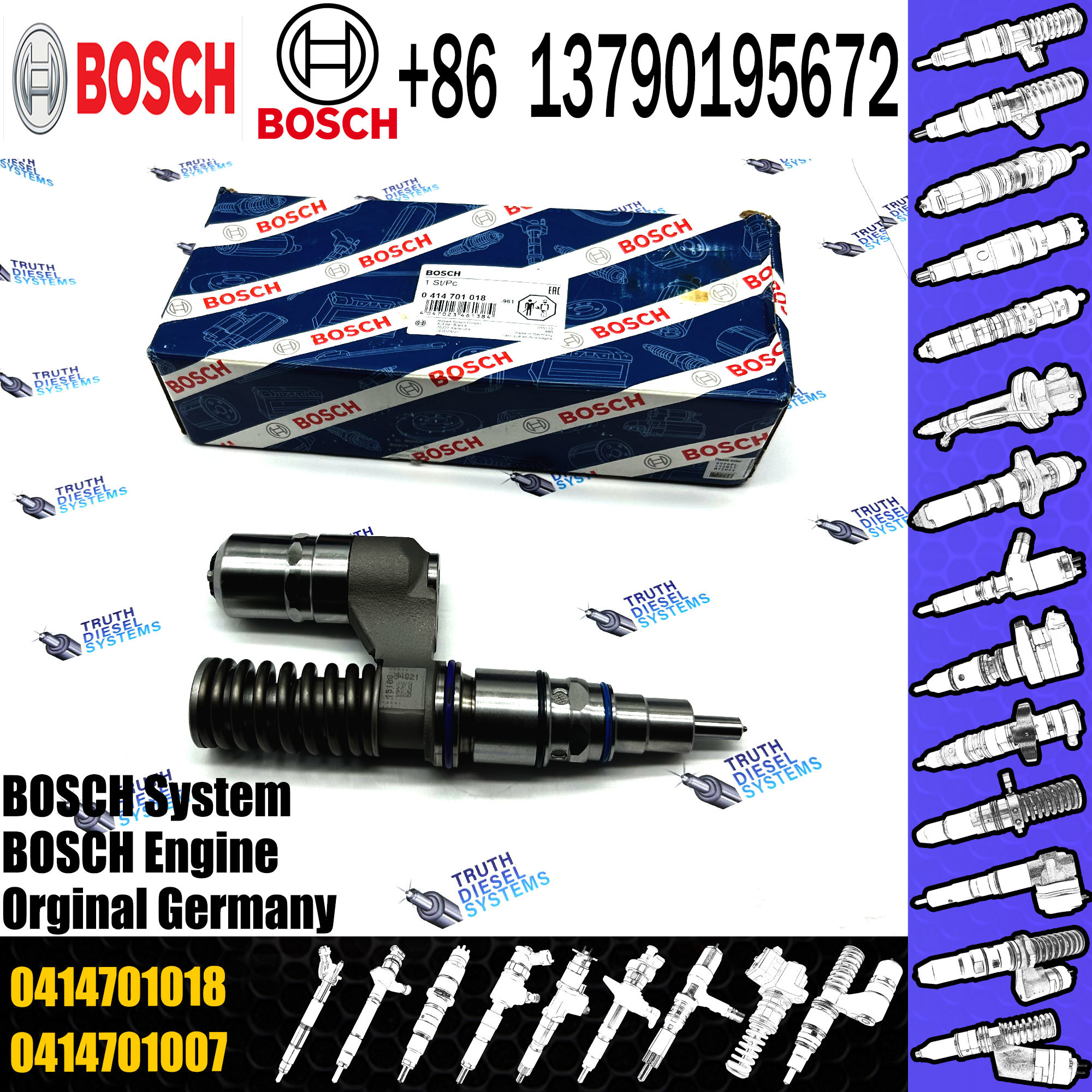 Diesel Engine Common Rail Injector 0414701086 0414701016 0414701018