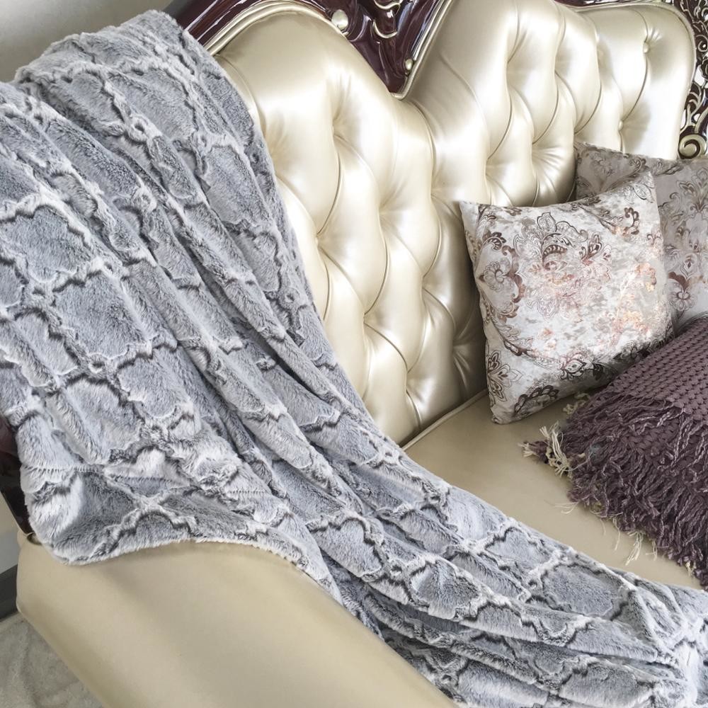Custom Printed Sherpa Fake Fur Bedding Blanket , Brush Pv Fleece Blanket 200*220CM