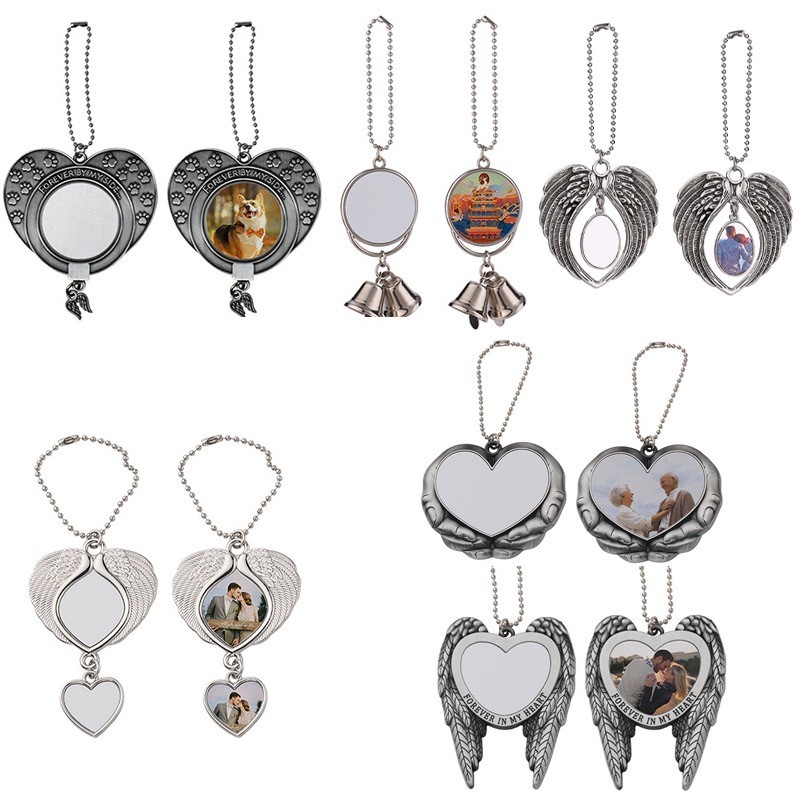 Sublimation blank hand heart shape ornament car pendant