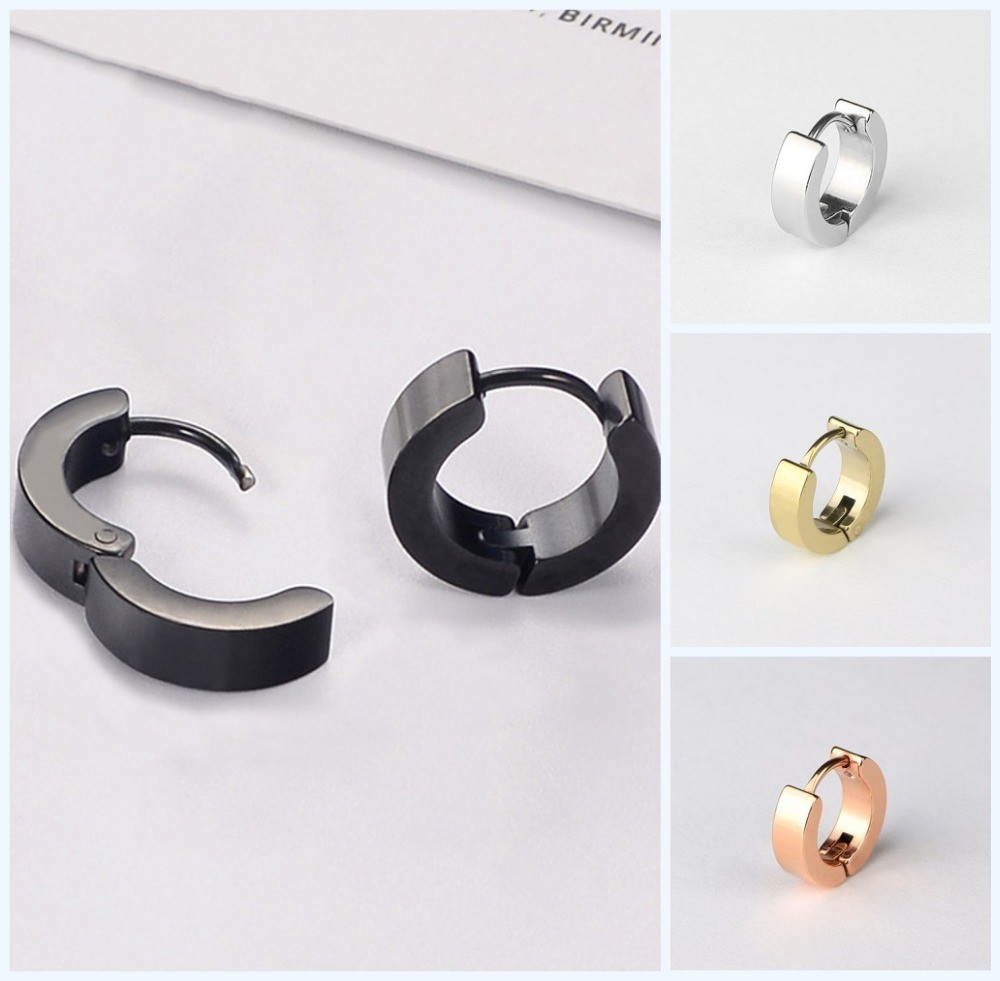 Hot Sale stainless steel earrings women black hoop earrings for girl or boy wholesale