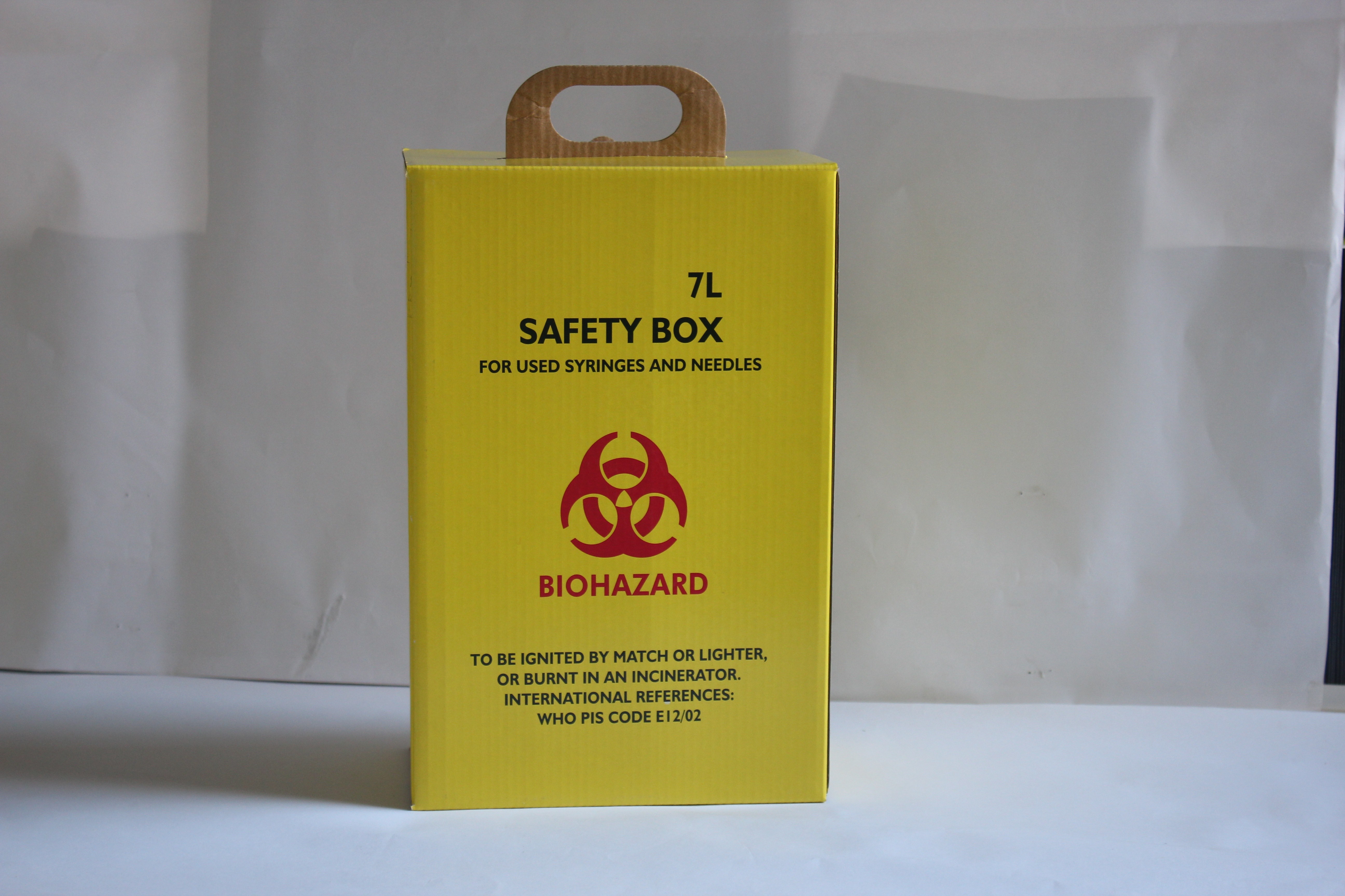5L 7L Biodegradable Biohazard Sharps Container Yellow Color For Hospital