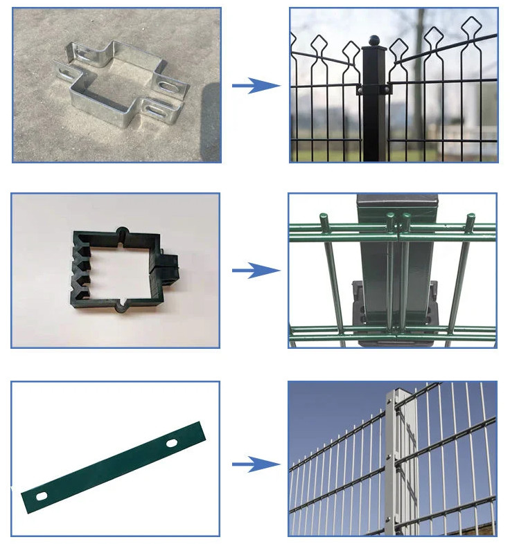 Powder Coated 2D Double Wire Fence Black 868 Mesh Fence Panel