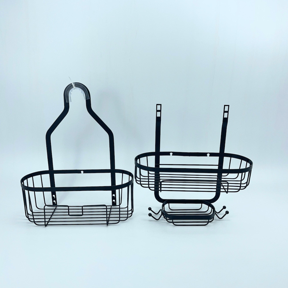 Rustproof Black Over Head Shower Caddy Bathroom Hanging Shower Organizer with Hooks