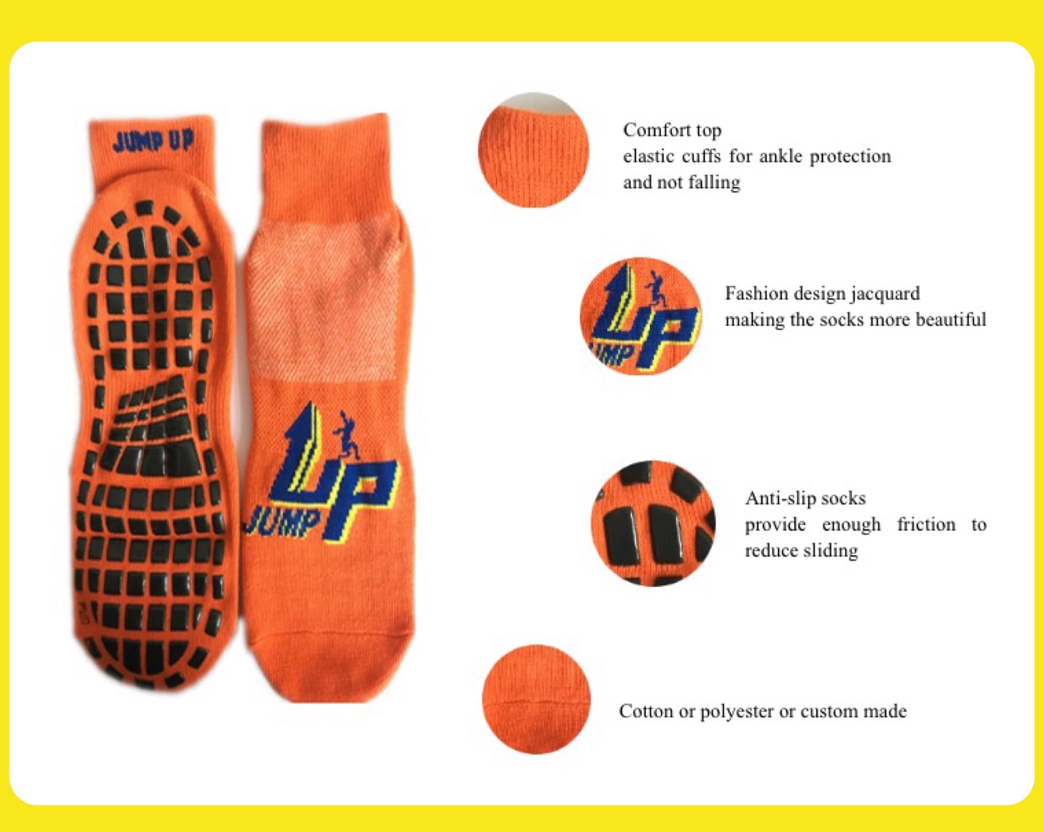 Kids Non Slip/Non Skid Socks with the Best Grip Technology /Trampoline Jump Socks Unisex Gripper Socks