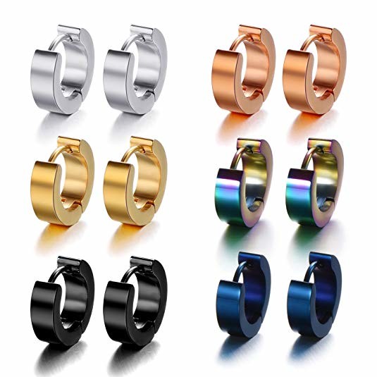 Stainless Steel Small Hoop Earrings Set Clip On Earrings Set for Men Women Huggie Earrings Non-Piercing
