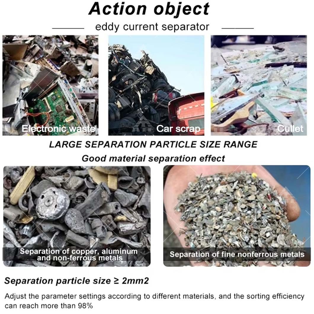 Non Ferrous Metal Separation Magnetic Metal Sorting Machine Eddy Current Separator for Aluminum Copper