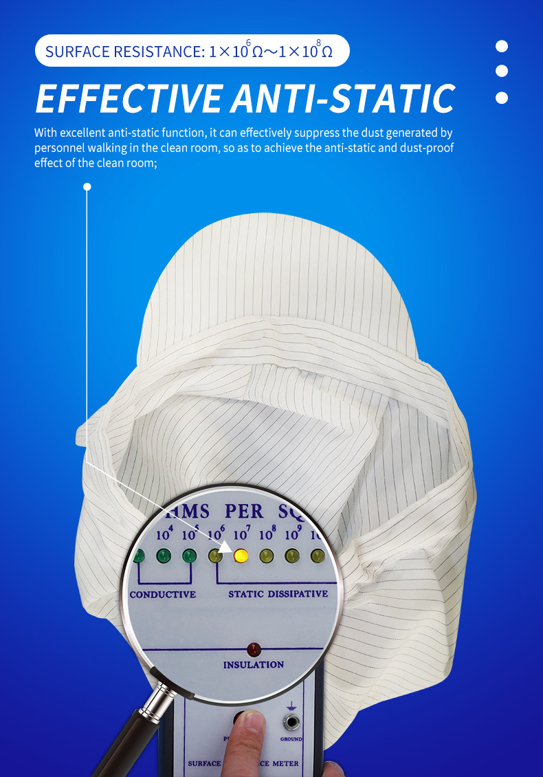 Cleanroom Cap Lint Free Polyester Clean Room Anti Static ESD Cap For Workwear