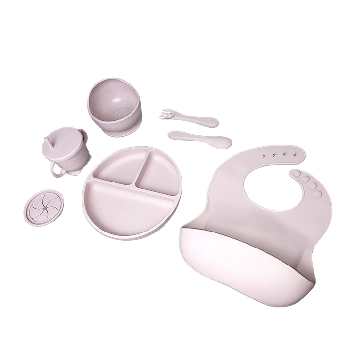 Unbreakable Suction Baby Silicone Feeding Set 5pcs Food Grade With Sippy Cup
