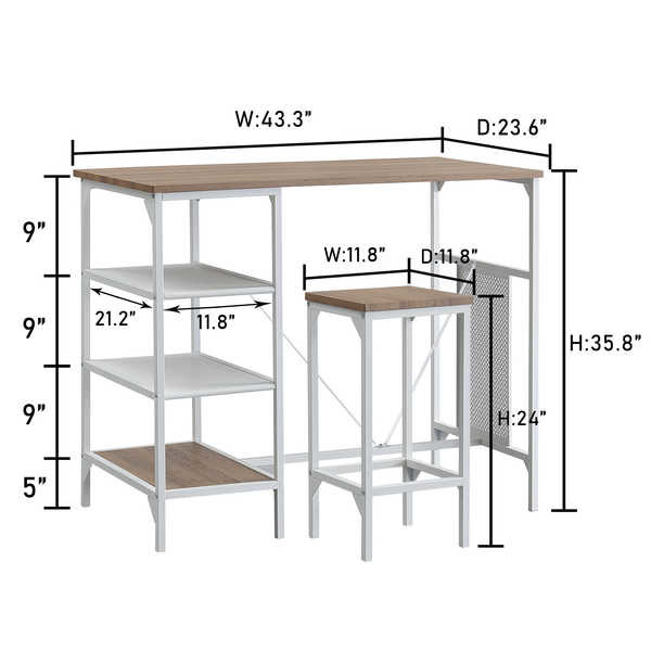 35.8inch height 5 Piece Counter Height Dining Table Set With 4 Backless Bar Stools