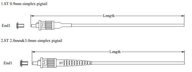ST UPC 0.9mm 2.0mm 3.0mm Simplex Optical Fiber Pigtail