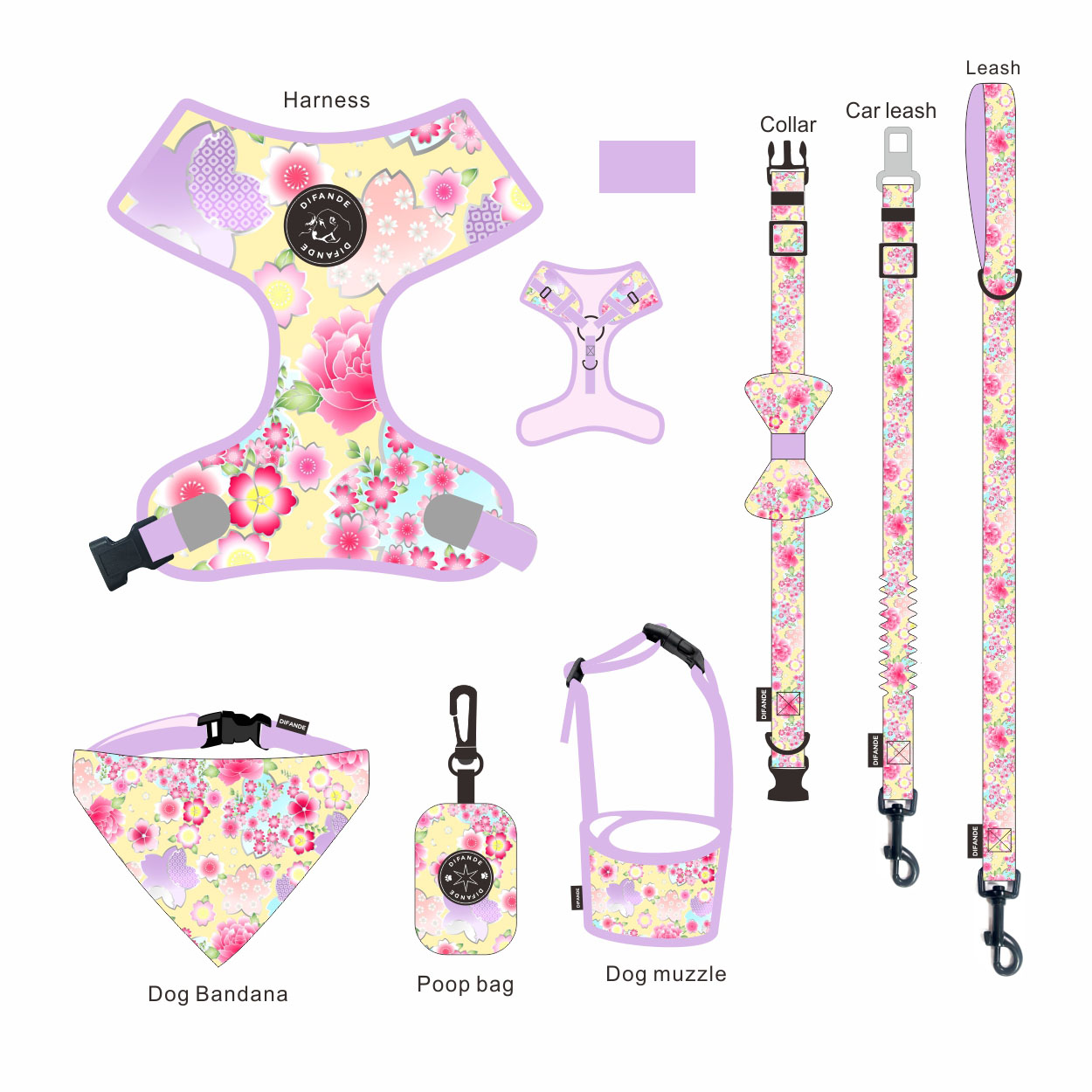 Adjustable Reversible Collar Leash Harness Set Mesh No Pull Dog Vest
