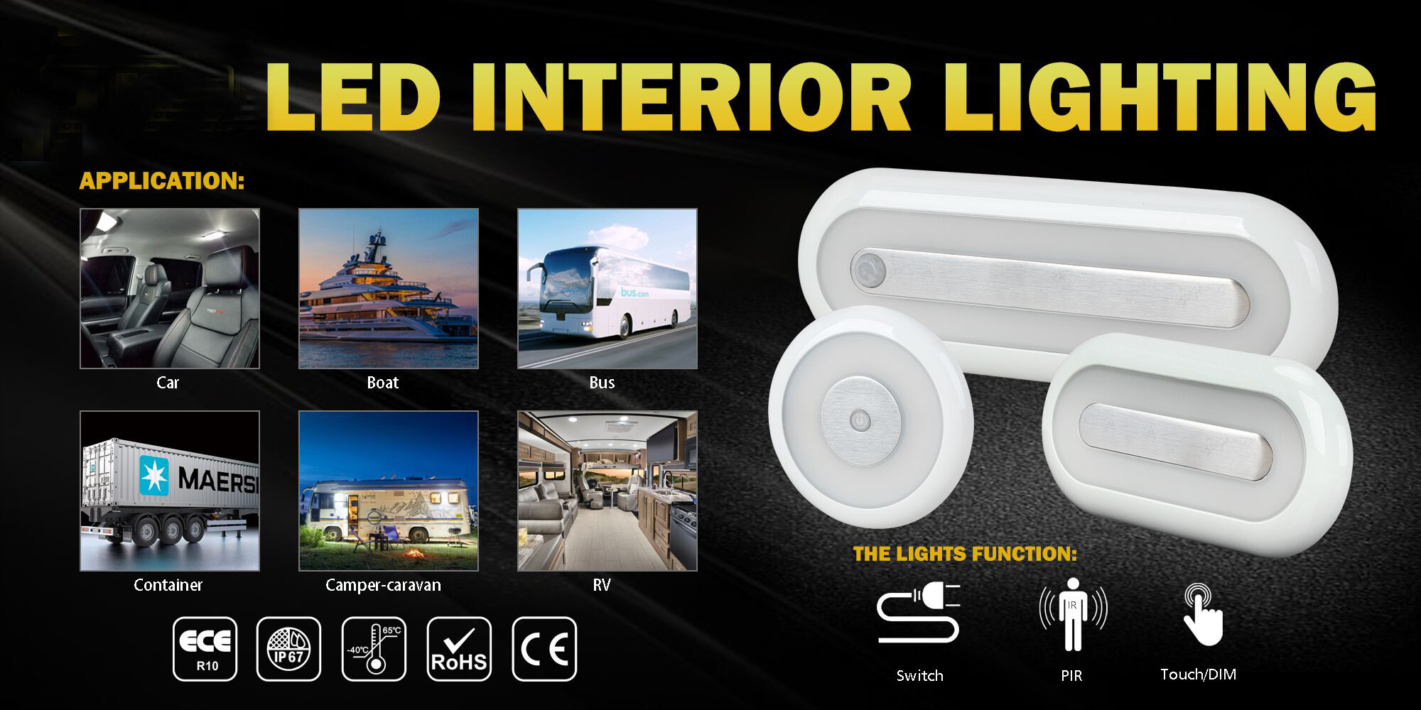 540Lm Surface Mount Marine Ceiling Light IP67 For Boat Yacht