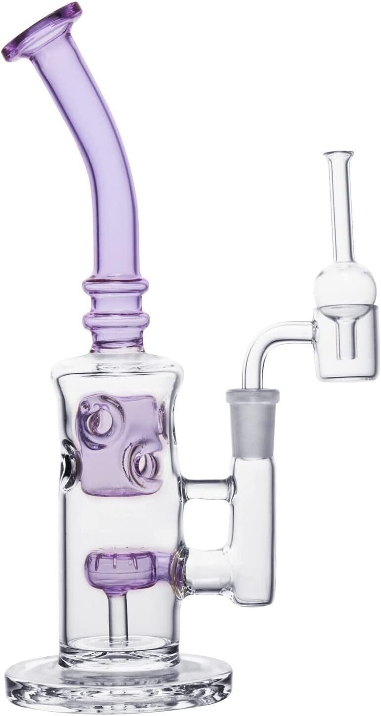 10" Recycler Glass Water Bongs With Blue Bowl And Percolator 400g