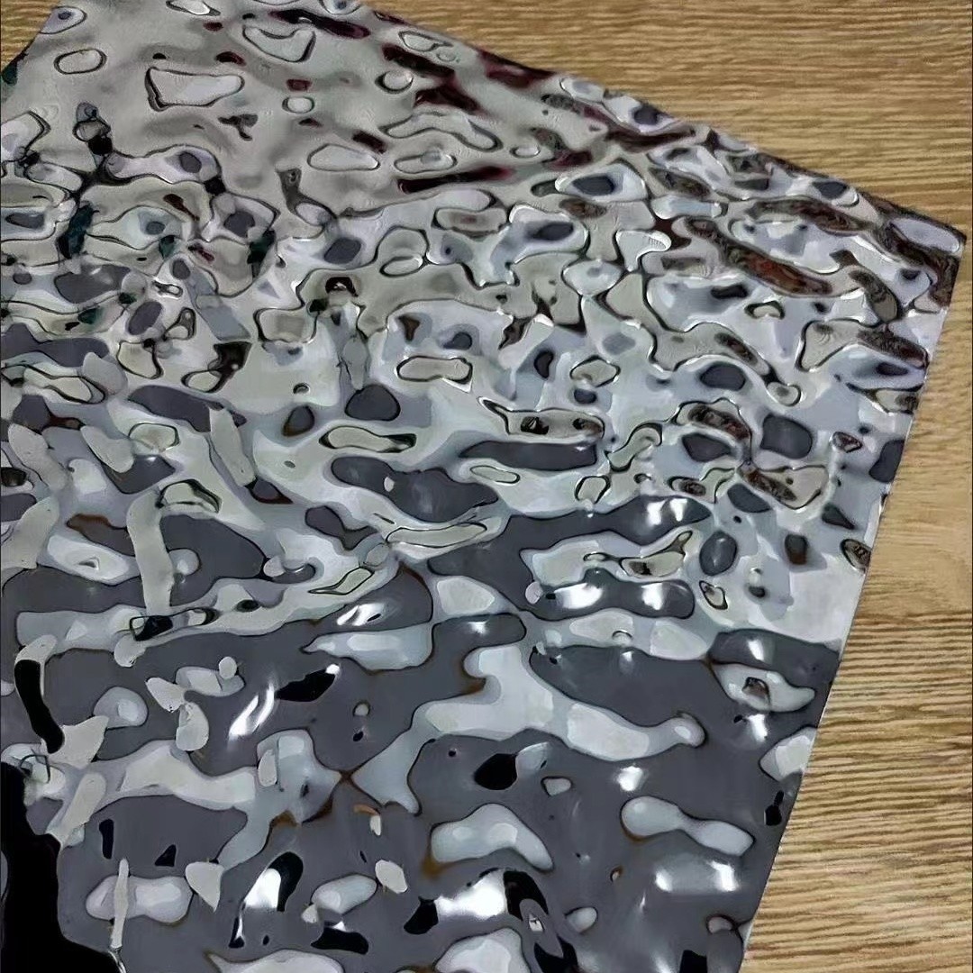 201/304 Water Wave Stamping Mirror Water Ripple Stainless Steel Sheet For Wall And Ceiling Decoration