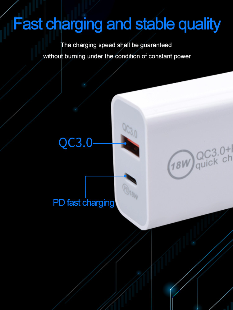 Qualcomm 3.0 Quick Charge 2 Port 18W USB C Wall Charger