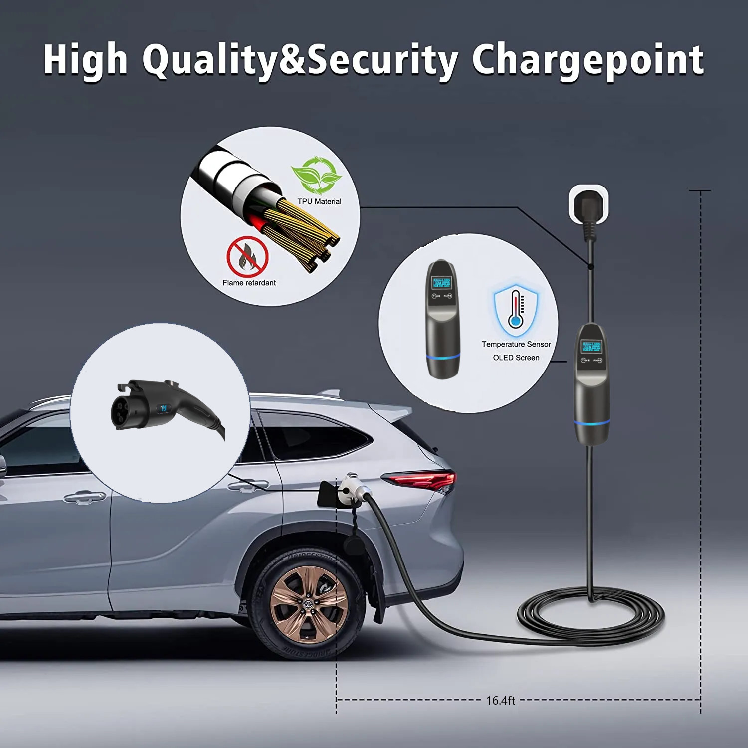 Byd Charging Port Type 2 Level 1 Level 2 Fast AC EV Charger 32a Home For Electric Car