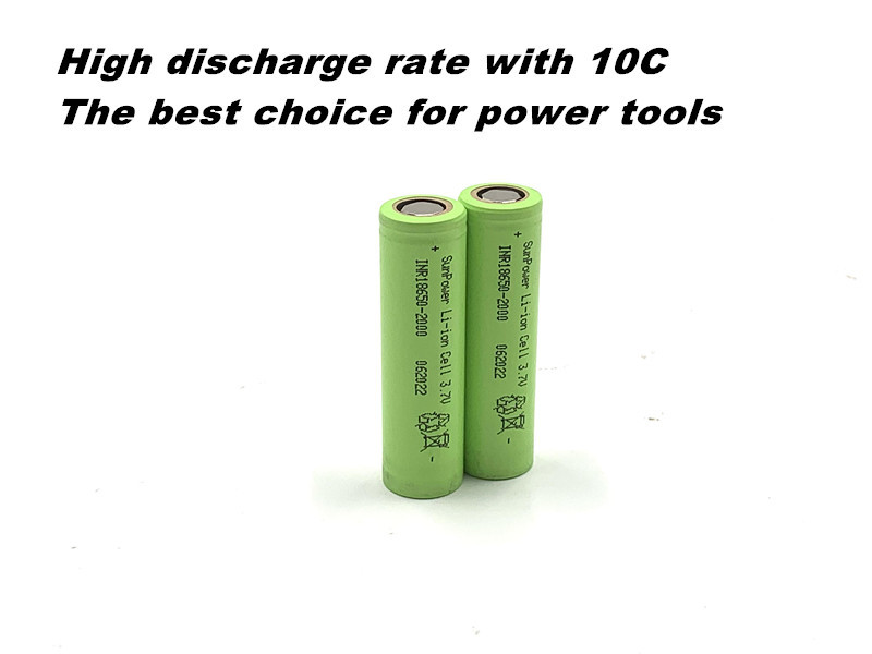 10C High Rate 3.6v 2000mAh 18650 Lithium Battery Cell Constant Current 20A
