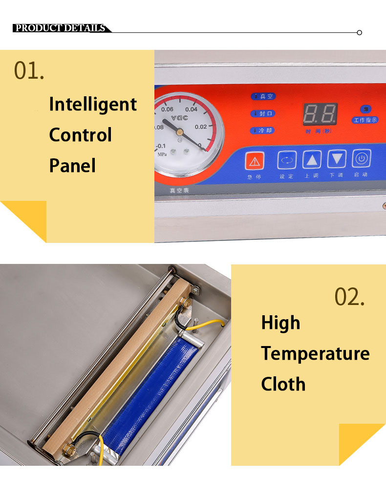 Design Vacuum Chamber Nitrogen Gas Flushing Food Vegetable Meat Pouch Sealing Machine