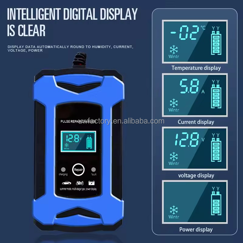 90% Charging Efficiency FCP Function 12V 6A Car and Motorcycle Battery Charger for Lead-Acid Battery Repair