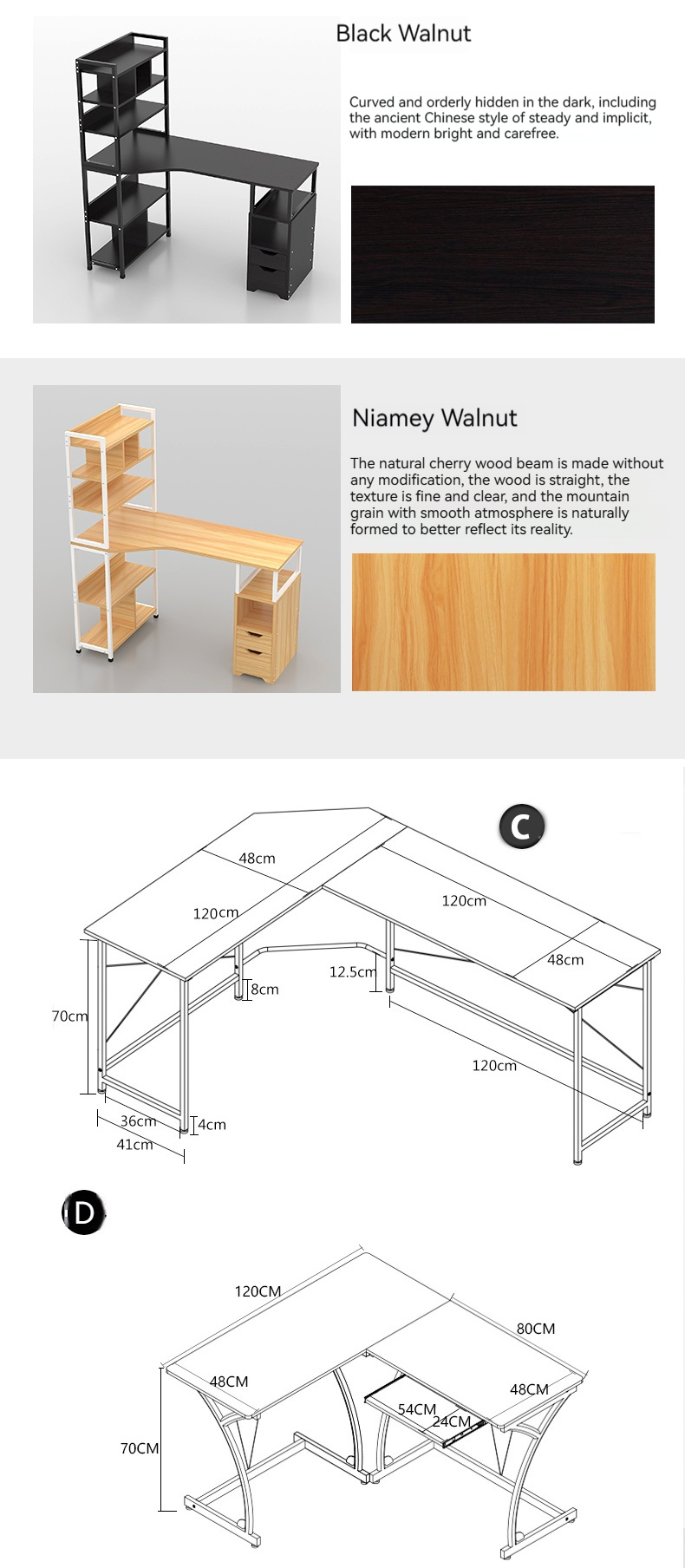 Space-Saving Desktop Computer Desk for Student Writing and Study in Apartments