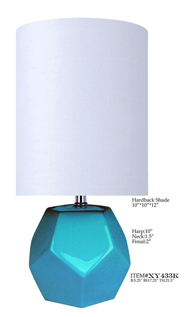 Modern Multi Sided Vases Ceramic Desk Lamp D10*21.5" Drum Shade