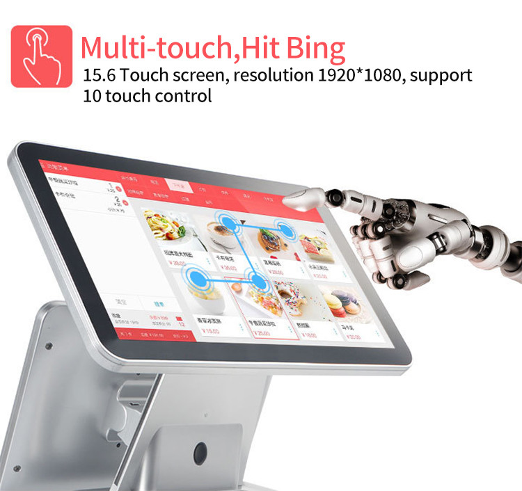 Aluminum Alloy Base POS Cash Register POS All In One Touchscreen Computer