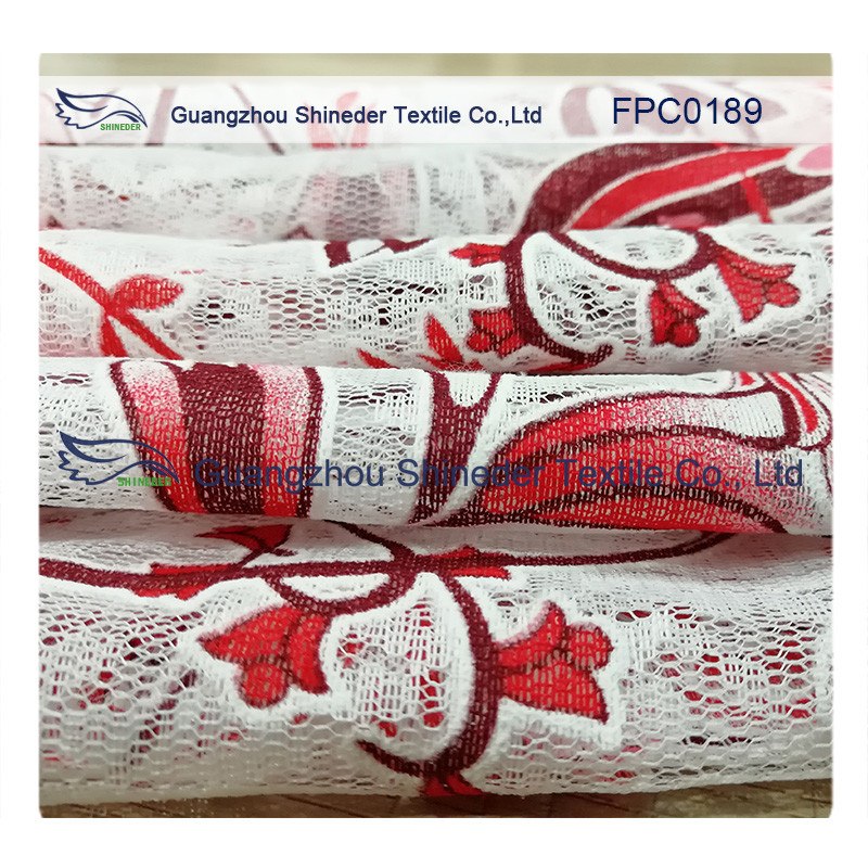 Flowers wreathed with vine Polyester&Cotton Burnout Lace Fabric for dress/ladies garment