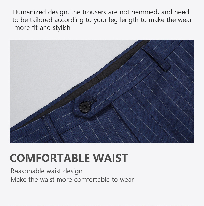 Streetstyle Letter Pants for Men's Business Trousers Stretch Straight Pants Wool/Silk