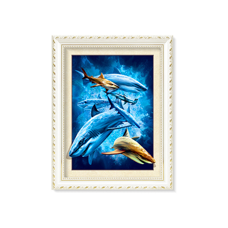 Home Decoration 3D Lenticular Printing Service 12x16 Inch Framed Dolphin Picture Wall Arts