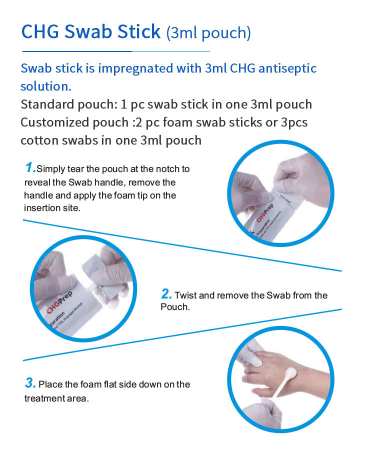 Premium Clean Sterile Foam Tipped Applicator CHG Sponge Swab
