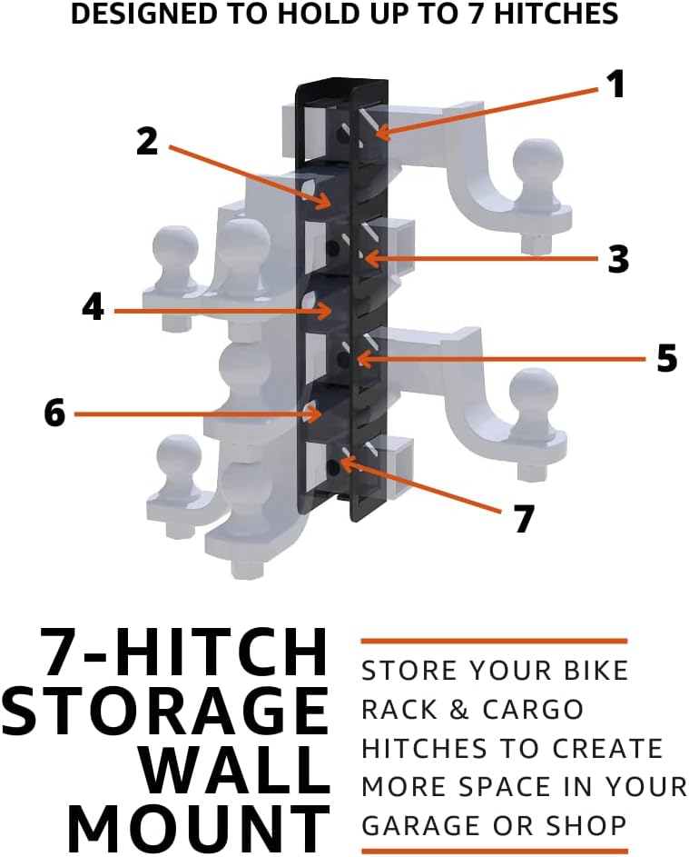 Wall Mount Bike Cargo Rack Hanging Garage Wall Organizer Trailer Hitch Receiver Storage 3 Hitch Storage Mount