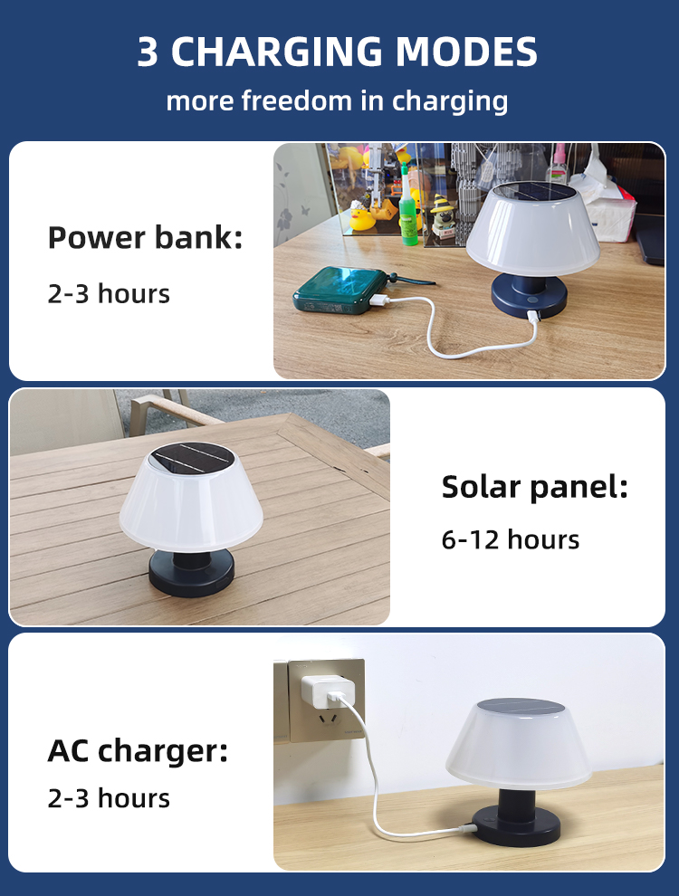 Rechargeable Powered Solar Table Lamp Light Outdoor Patio 4100K IP55