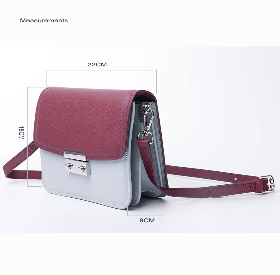 Leather Crossbody Handbag contrast color patches