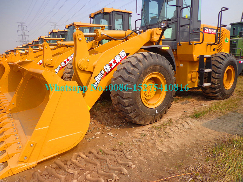 Hydraulic pilot control Heavy Load XCMG ZL50GN 5 Ton wheel loader with 3m3 bucket with CAT Engine