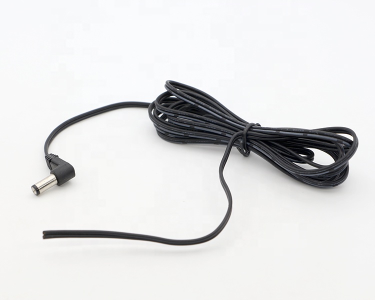 90 Degree Angle DC Barrel Jack 2.1x5.5mm Male Female to Open Pigtail DC Power Cable