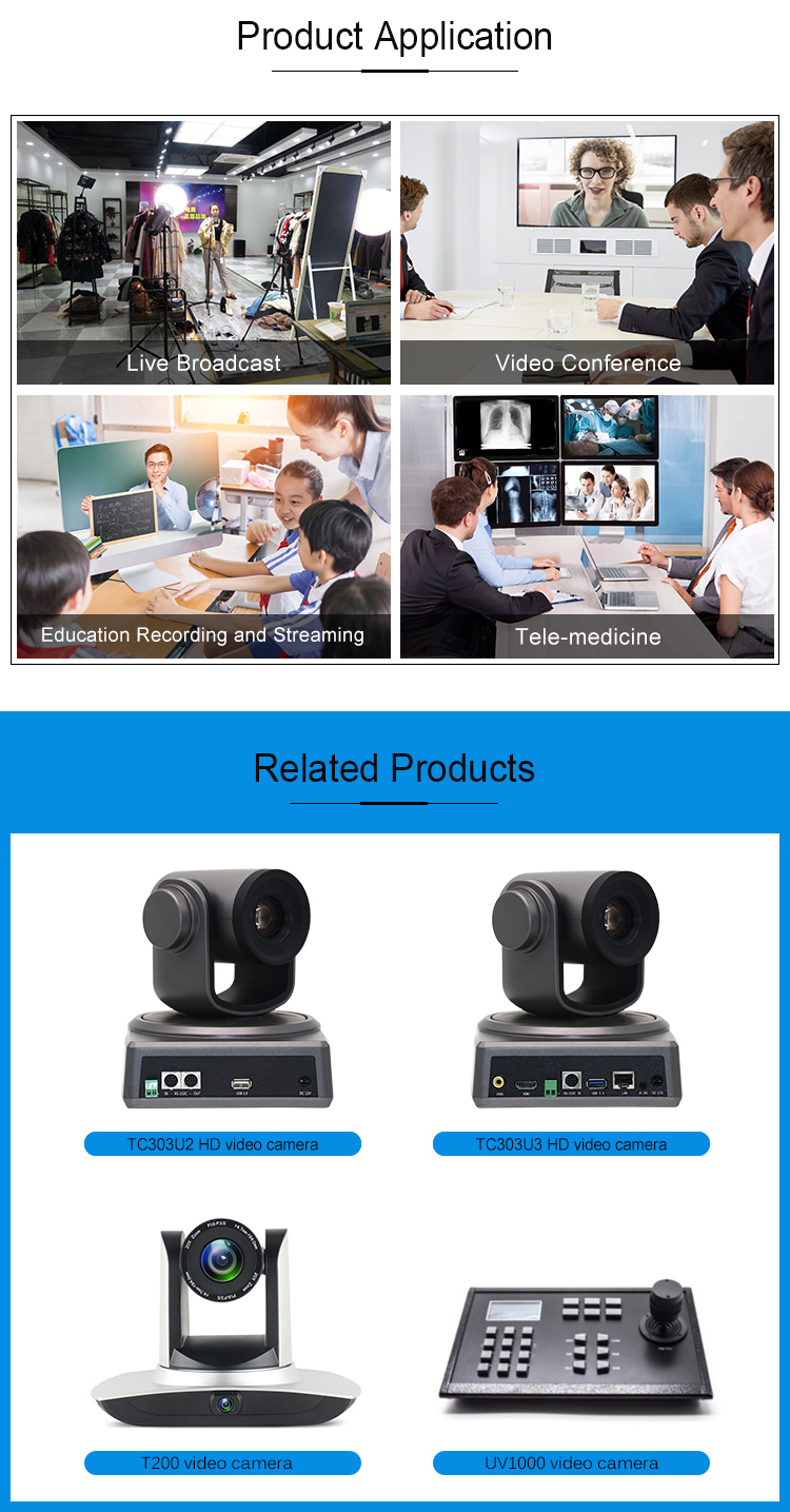TCHD Live Streaming Video Conference Camera HD Video 360 Degree Rotation HDMI Input