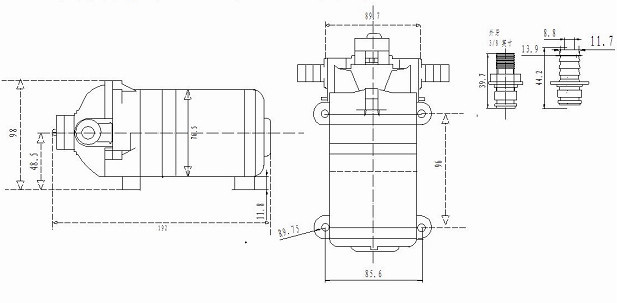 FLOWMASTER SDP-60B DC 24V Electric Diaphragm Pump High Pressure 60PSI 6L/min for spraying, misting, humidier, fogging