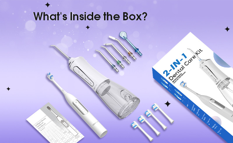 Electric Toothbrush With Water Flosser 2 In 1 IPX7 USB C Rechargeable Dental Water Floss Irrigator Dental Teeth Cleaning