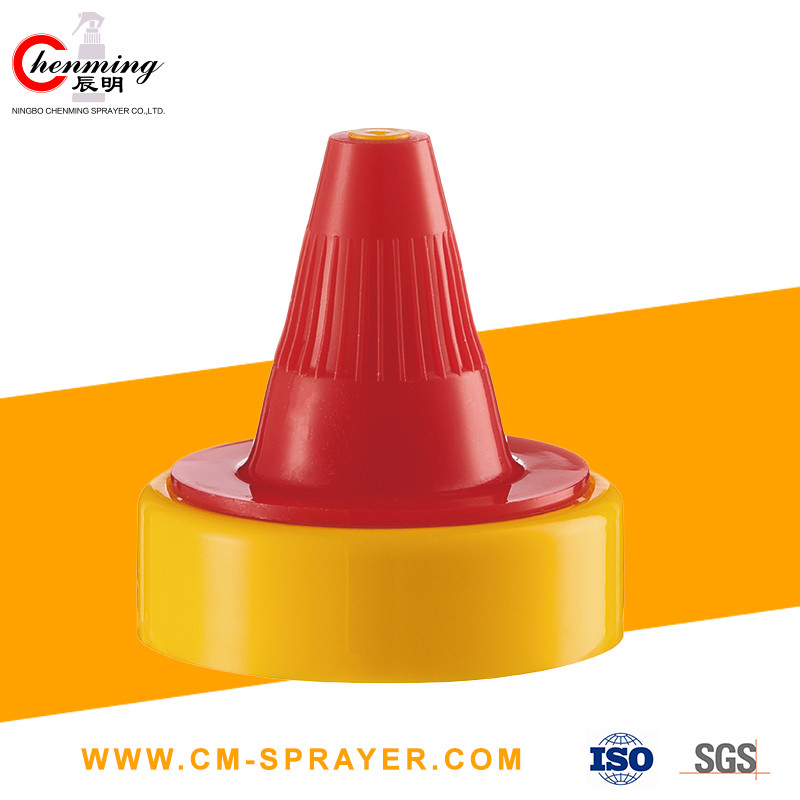 38mm 38-400 Mustard Plastic Bottle Twist Cap Spout Tip Snap On Bottle Caps