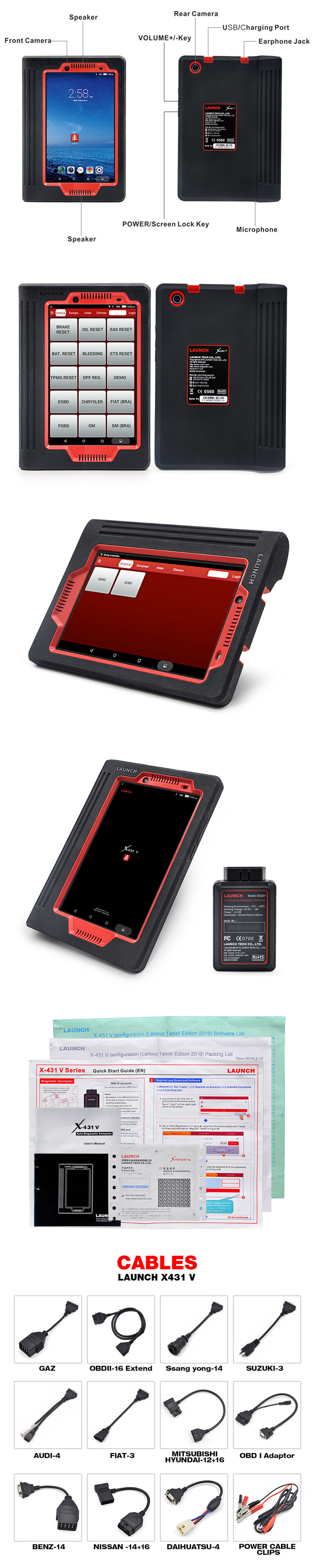 X431 V 8 INCH LAUNCH X431 V 8 INCH car diagnostic tool for 12V gasoline&diesel full ECU system X-431 V/Pro auto Scanne
