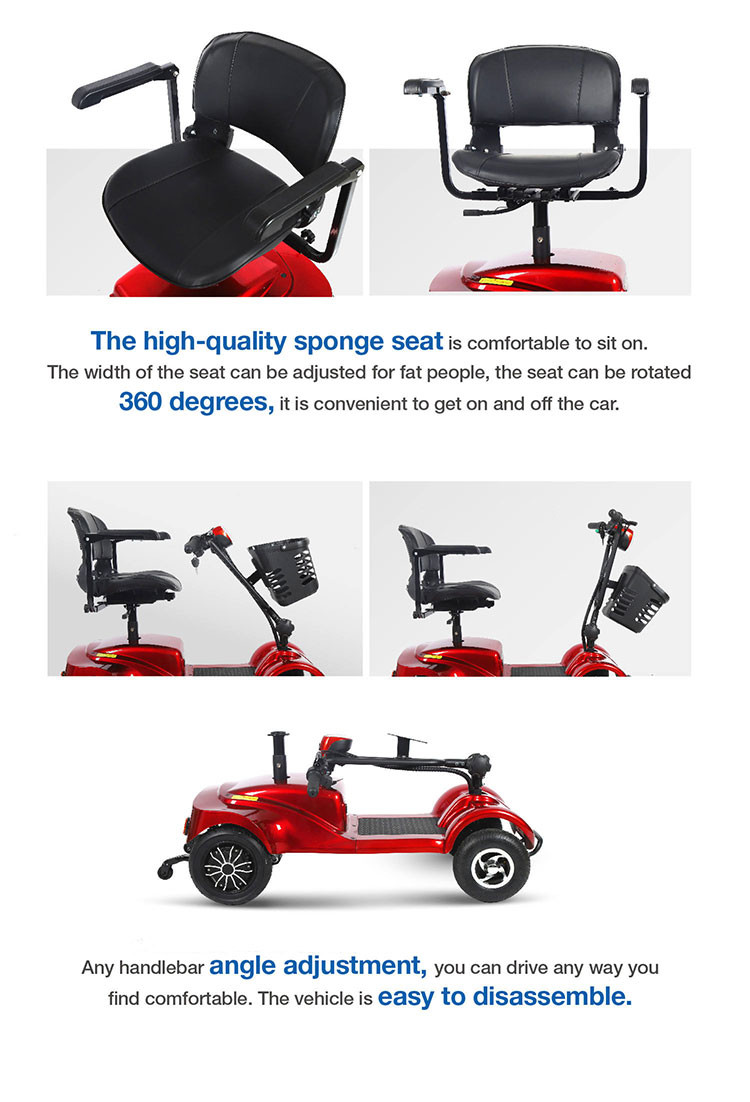 200W 500W Elderly Mobility Scooter 4 Wheel For Disabled