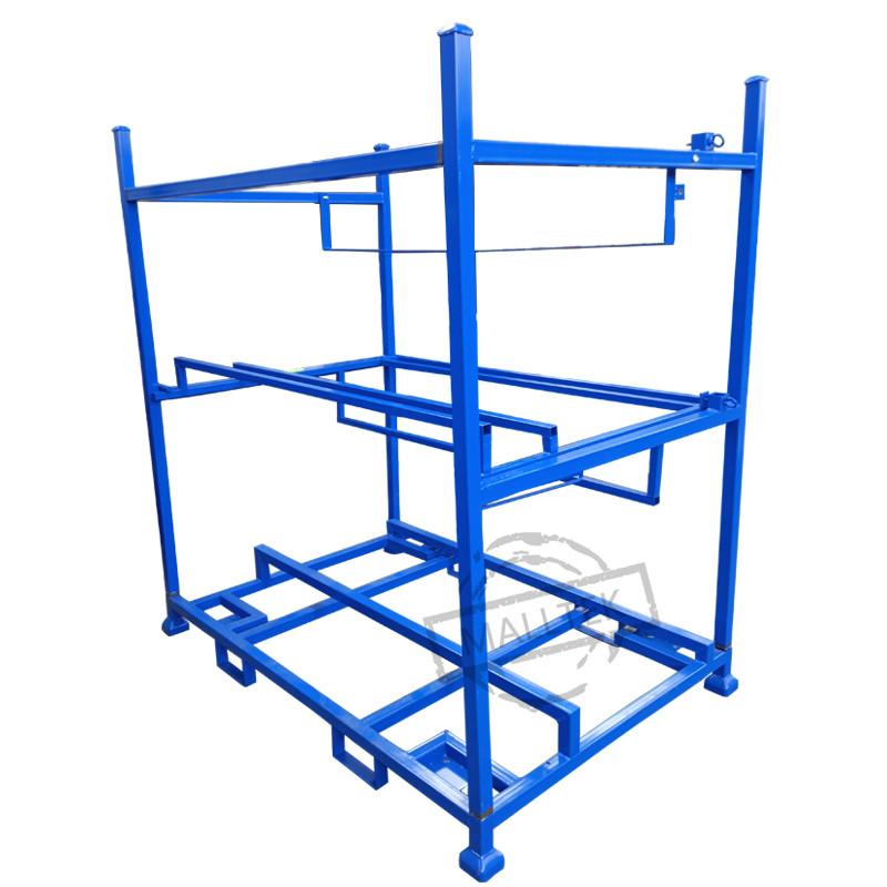 Four Wheels Auto Parts Metal Stackable Pallet Cages Container For Storage