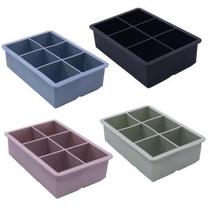 China Silicone Ice Cube Trays with Lid Easy Release Big Ice Cube Molds for Whiskey Cocktail Drinks Freezer  4 Colors on sale