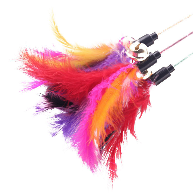 Lightweight Feather Teaser Cat Toy , Cat Feather Wand Customized Logo With Bell