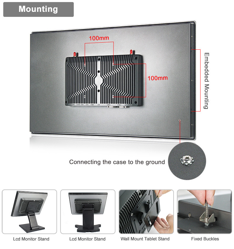 24 Inch Industrial Embedded Touch Panel PC Core J1900 4GB RAM 64GB SSD