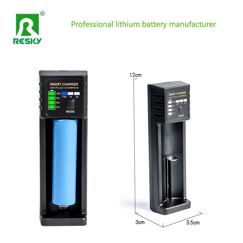 Li-ion Rechargeable Battery Charger 1 Slot 5V 2A For 18650 26650 18500 Battery