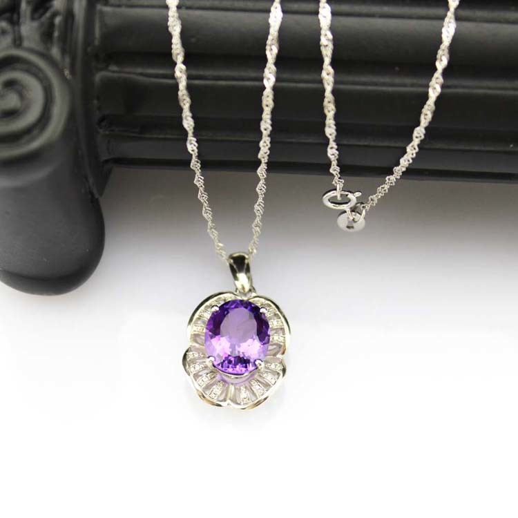 Sterling Silver Wave Chain 9x11mm Blue Topaz Cubic Zirconia Pendant Necklace(P01)
