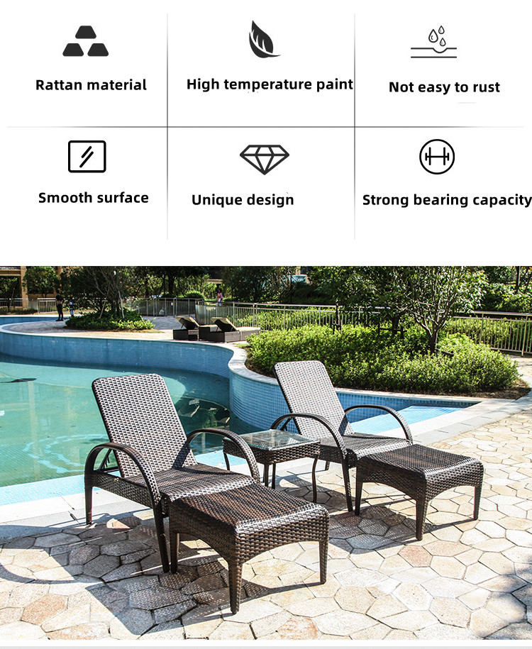 Waterproof Outdoor Lounge Furniture Swimming Pool Lounge With Handrail
