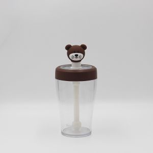 China Plastic Cartoon Reusable Straw Water Bottle Customized Label Logo on sale